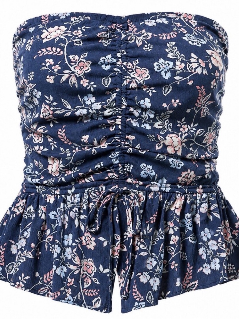 Torrid Navy Floral Strapless Peplum Top — Torrid Size 1 - Picture 1 of 3
